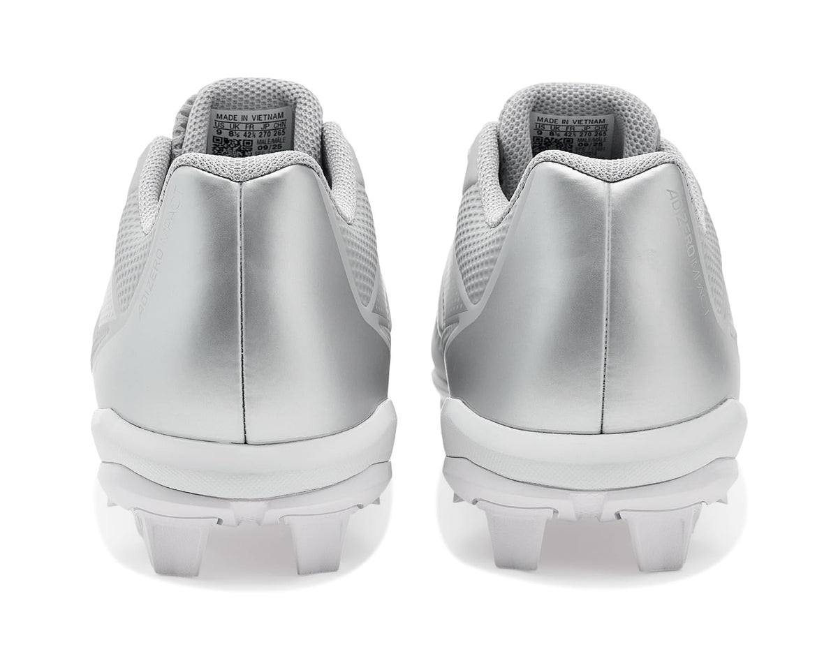 Men's adidas adiZero Impact 2.0 Molded Baseball Cleats Team Light Grey/Silver Metallic/White - Eurostride