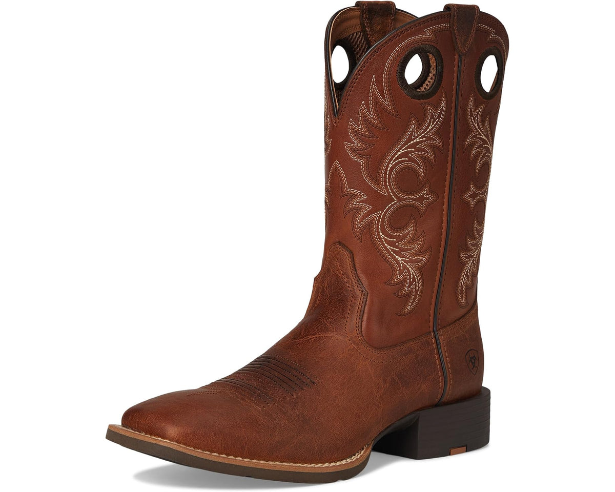 Men's Ariat Sport Rodeo Cowboy Boots Aged Tan Elephant Print - Eurostride