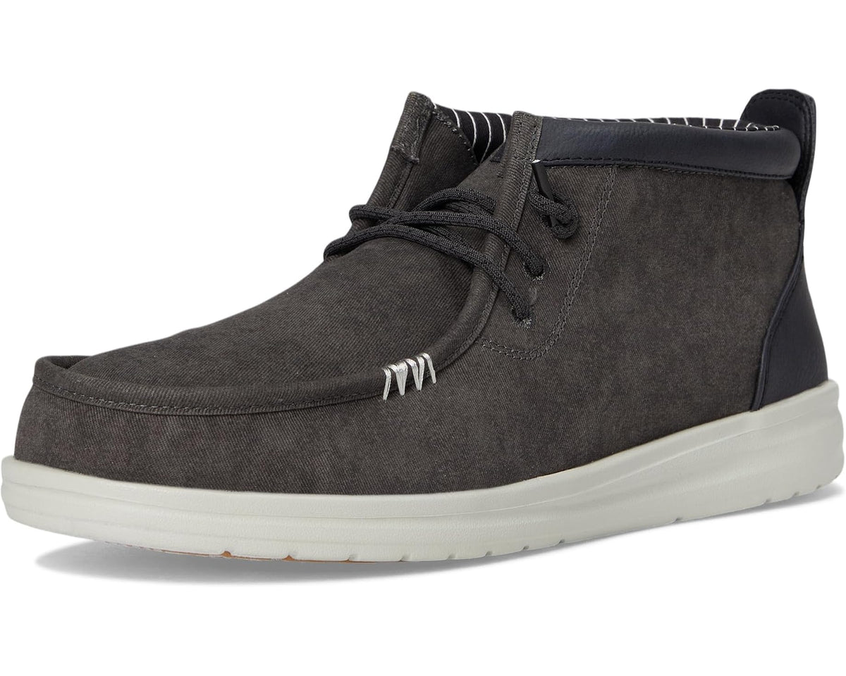 Men's Hey Dude Wally Mid Gripr Vin Classic Black Oyster/Black - Eurostride