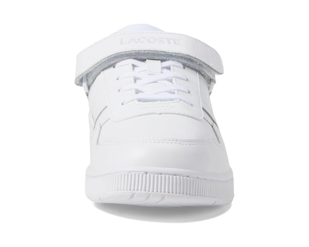 Men's Lacoste T-Clip Velcro Leather Sneakers White/White - Eurostride