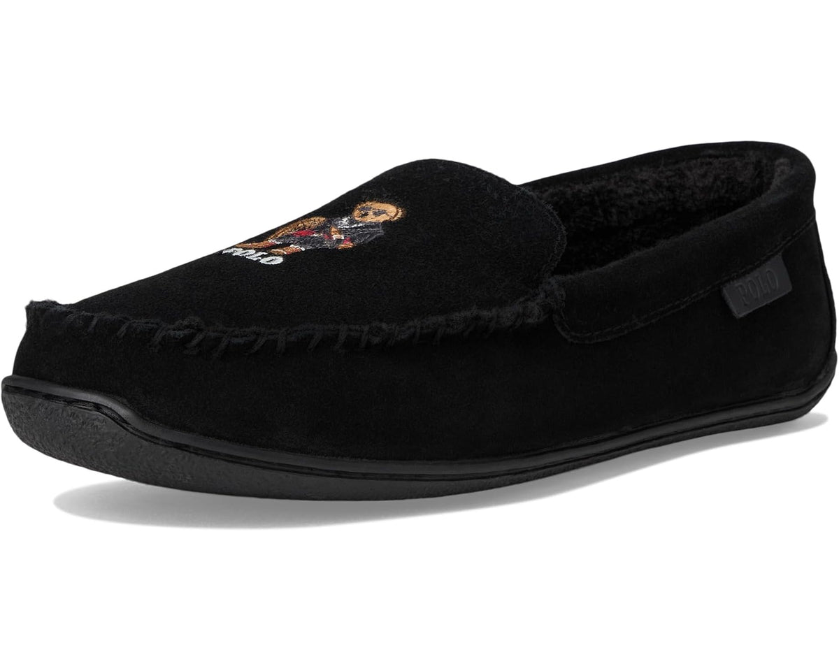 Men's Polo Ralph Lauren Brenan Bear Moc Slipper Suede/Holidybear Black - Eurostride