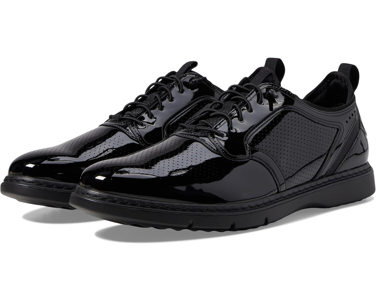 Men's Stacy Adams Spyre Plain Toe Elastic Lace Black Patent