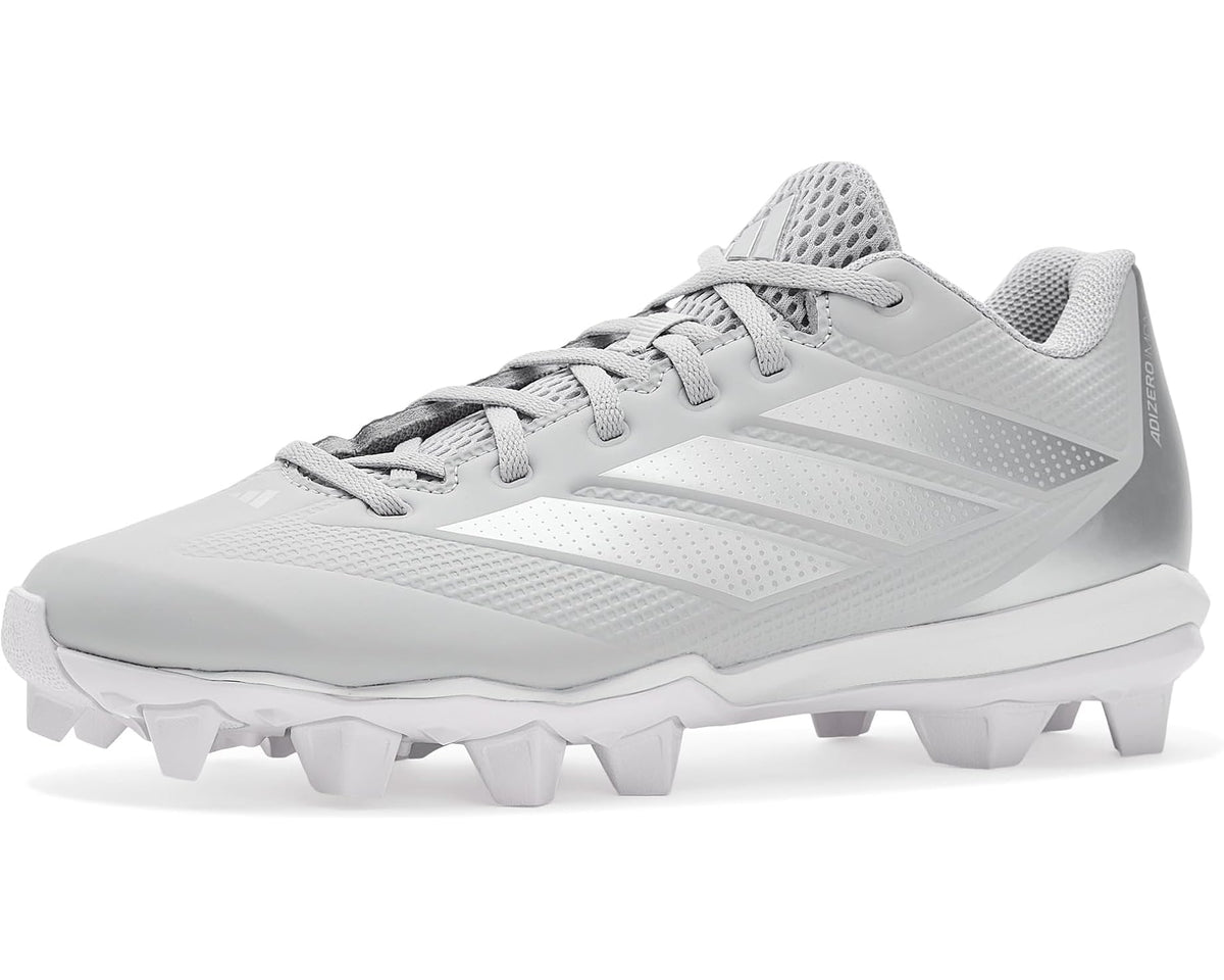 Men's adidas adiZero Impact 2.0 Molded Baseball Cleats Team Light Grey/Silver Metallic/White - Eurostride