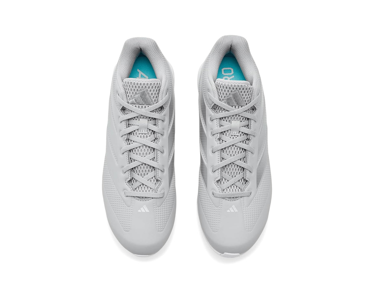 Men's adidas adiZero Impact 2.0 Molded Baseball Cleats Team Light Grey/Silver Metallic/White - Eurostride
