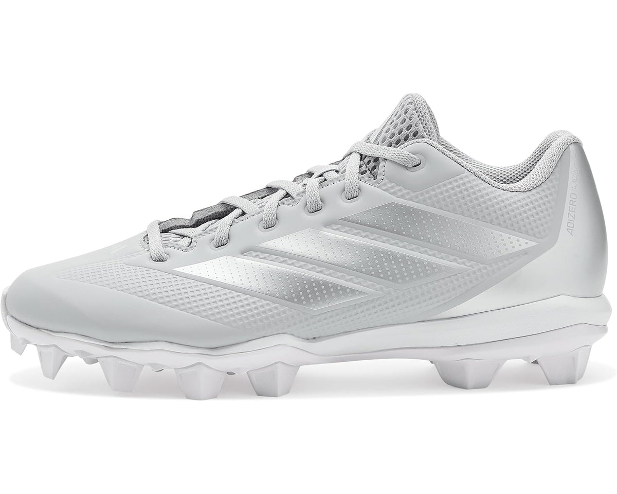 Men's adidas adiZero Impact 2.0 Molded Baseball Cleats Team Light Grey/Silver Metallic/White - Eurostride
