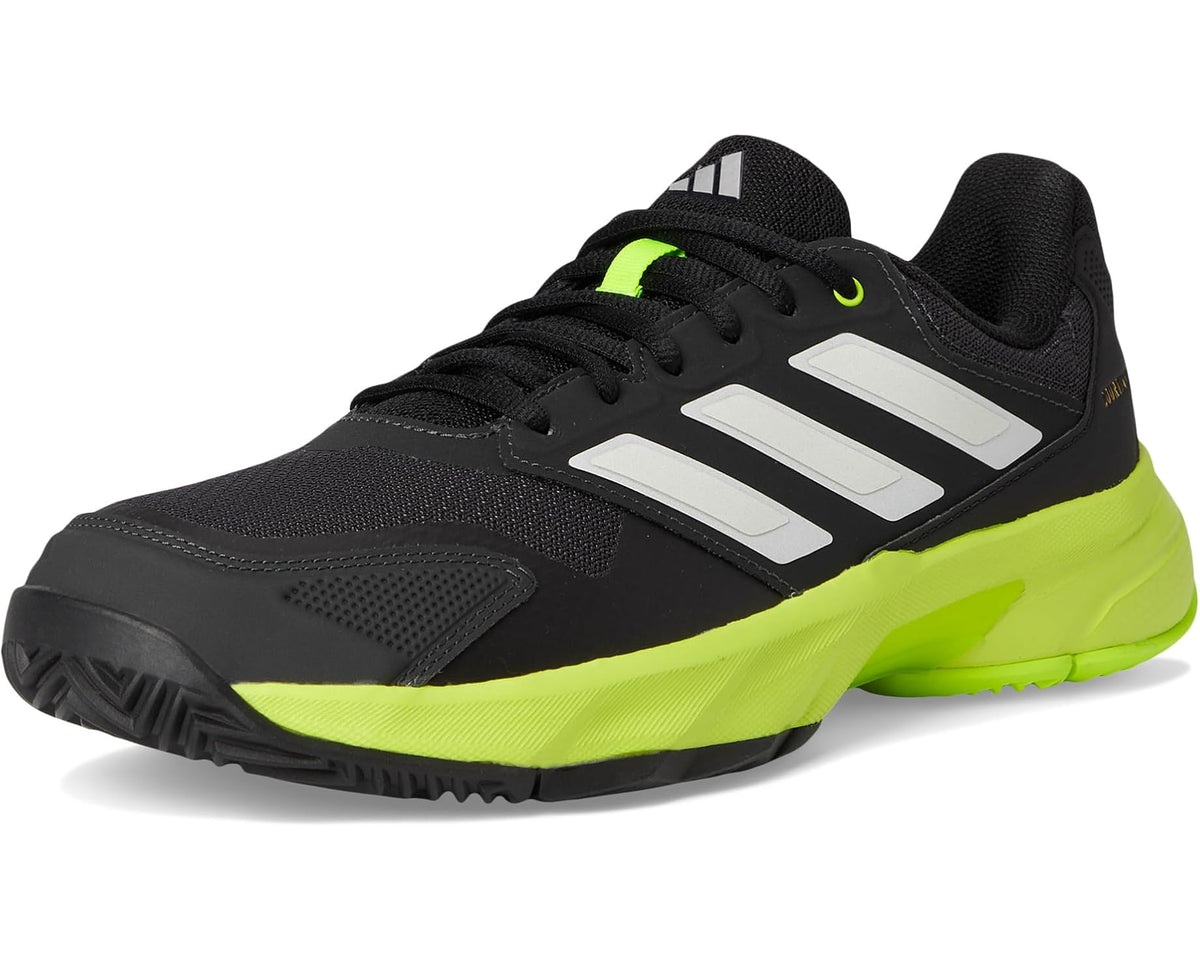 Men's adidas Courtjam Control 3 Tennis Shoe Carbon/Zero Metallic/Lucid Lemon - Eurostride