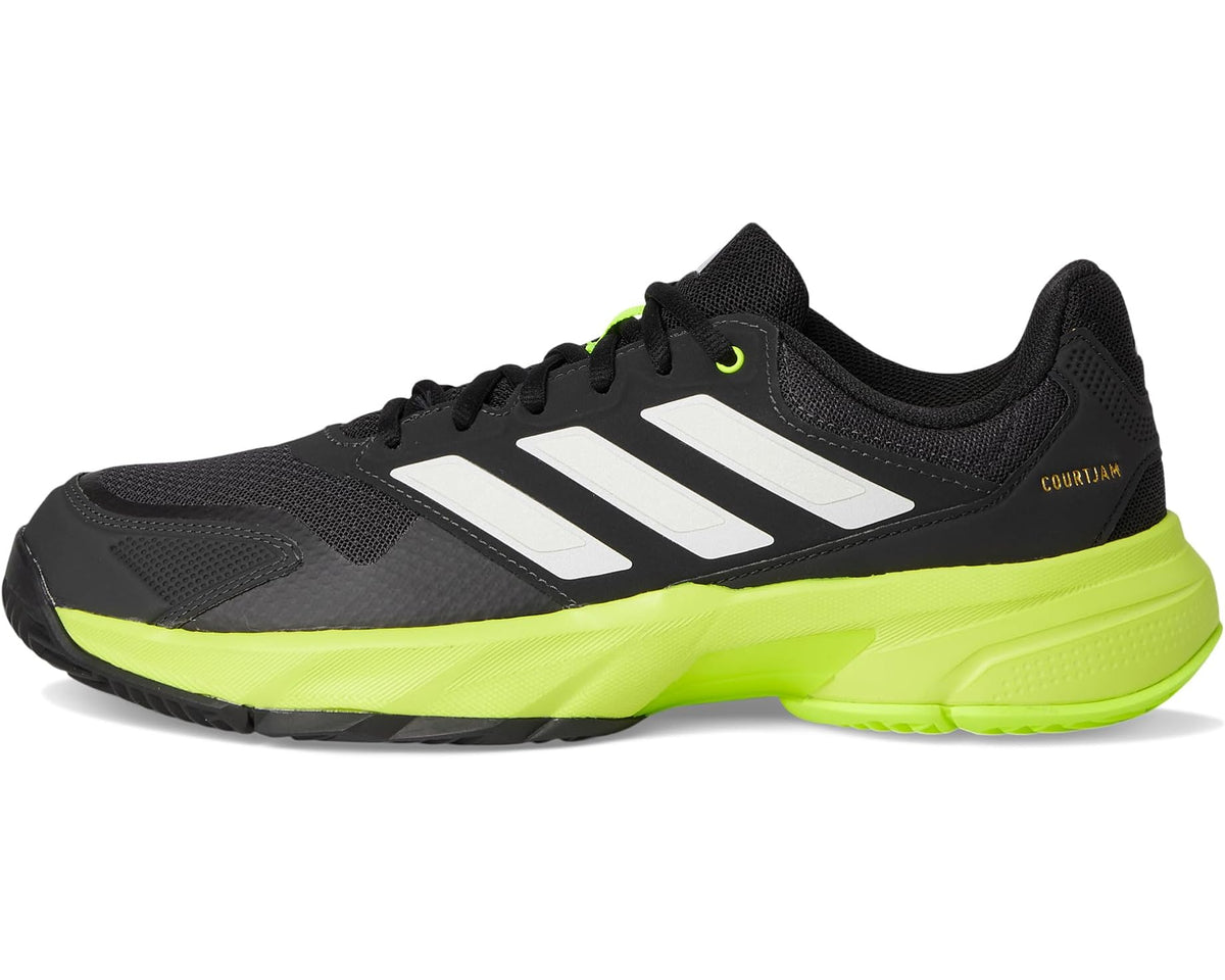 Men's adidas Courtjam Control 3 Tennis Shoe Carbon/Zero Metallic/Lucid Lemon - Eurostride