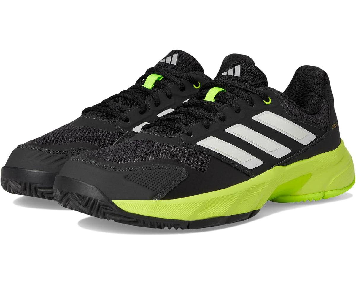 Men's adidas Courtjam Control 3 Tennis Shoe Carbon/Zero Metallic/Lucid Lemon - Eurostride