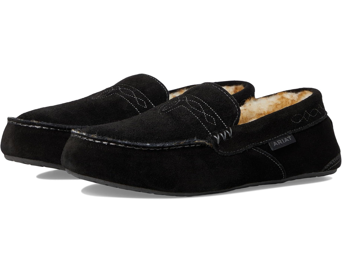 Men's Ariat Clayton Moccasin Slipper Black - Eurostride