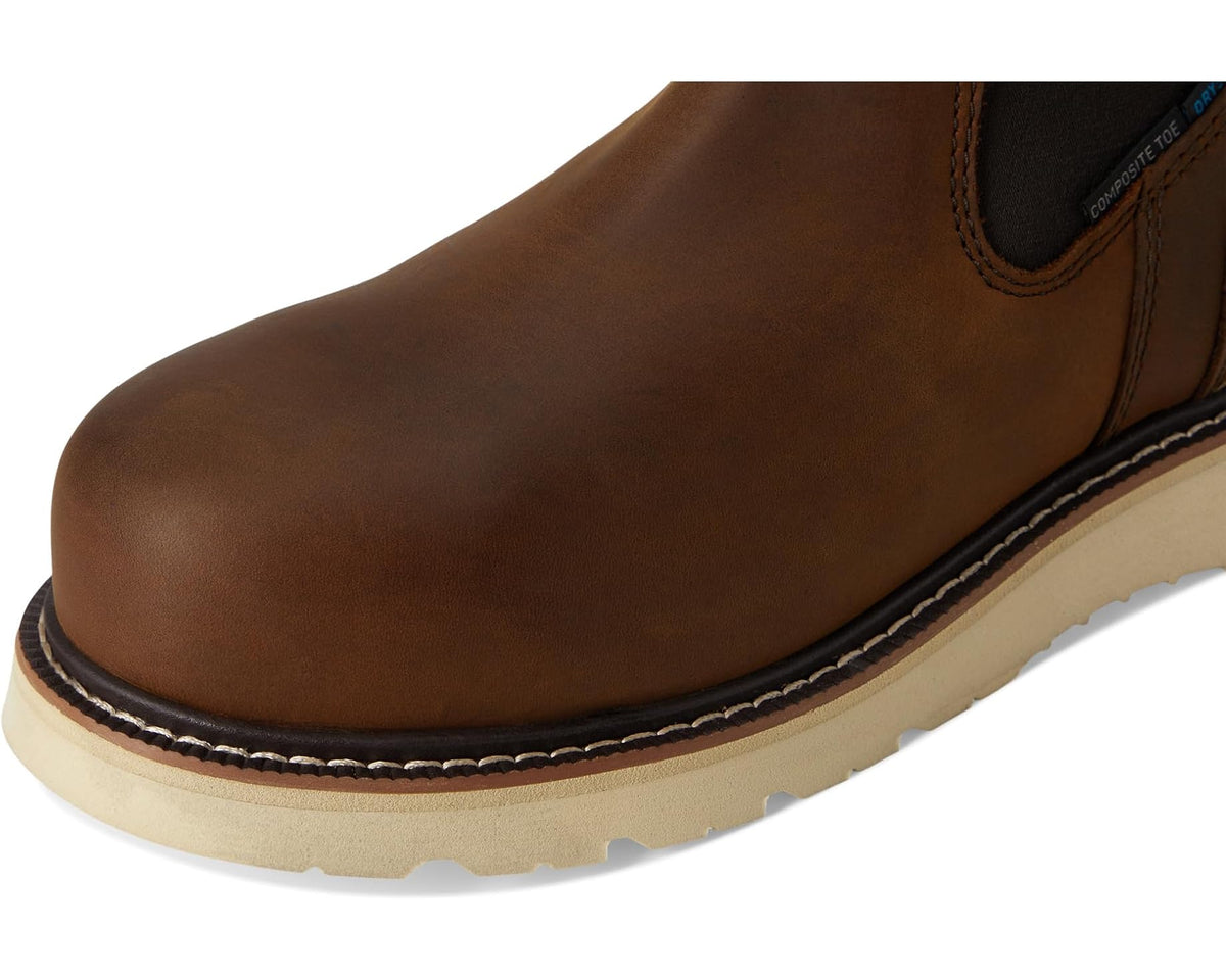 Men's Ariat Rebar Wedge Chelsea Waterproof Composite Toe Work Boots Distressed Brown - Eurostride