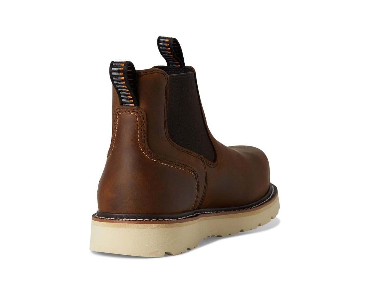 Men's Ariat Rebar Wedge Chelsea Waterproof Composite Toe Work Boots Distressed Brown - Eurostride