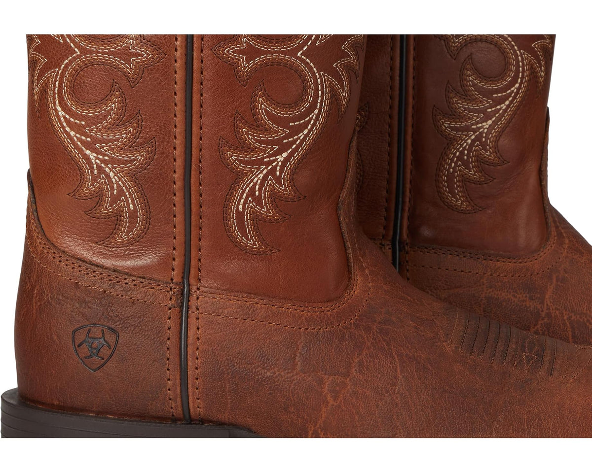Men's Ariat Sport Rodeo Cowboy Boots Aged Tan Elephant Print - Eurostride