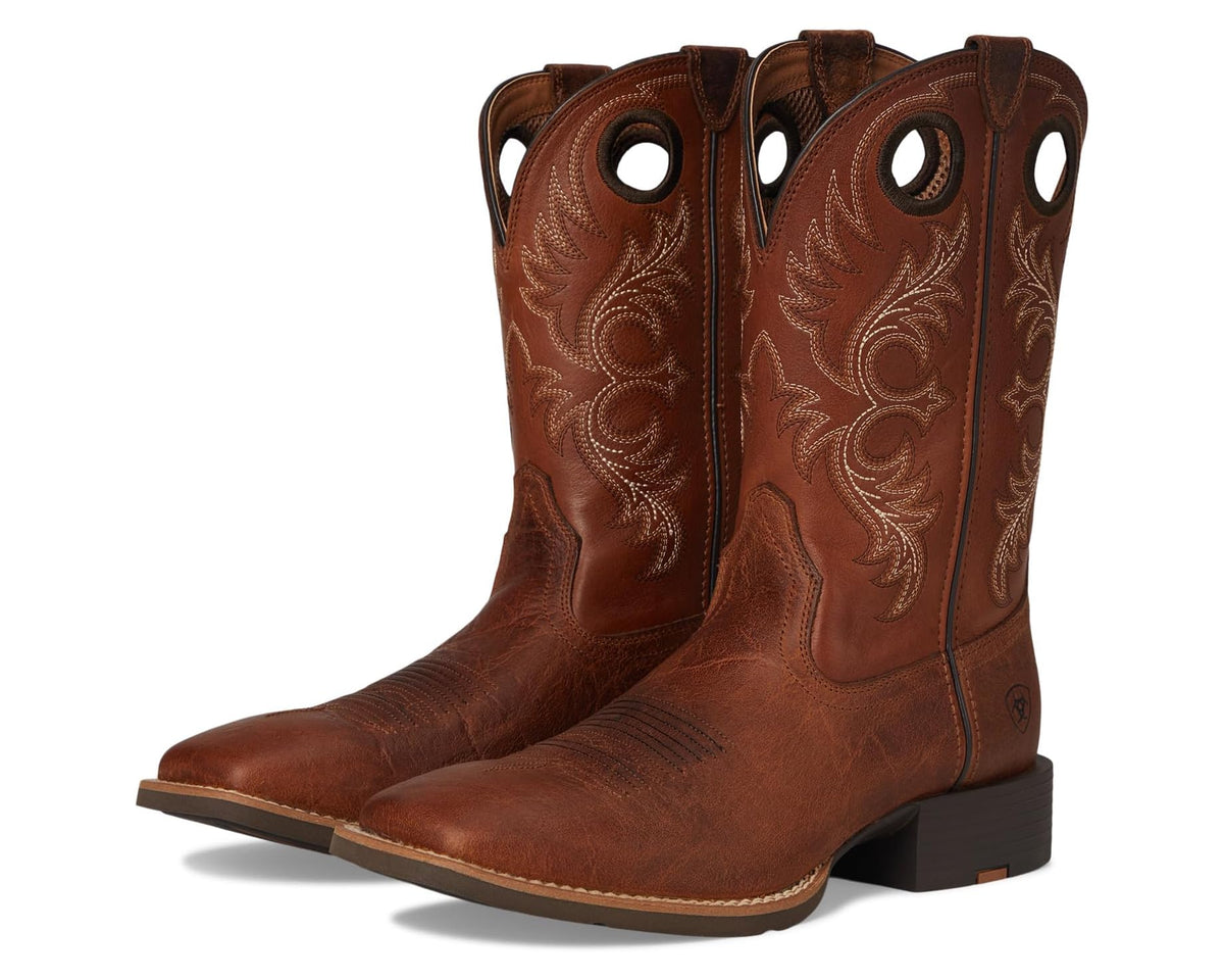 Men's Ariat Sport Rodeo Cowboy Boots Aged Tan Elephant Print - Eurostride