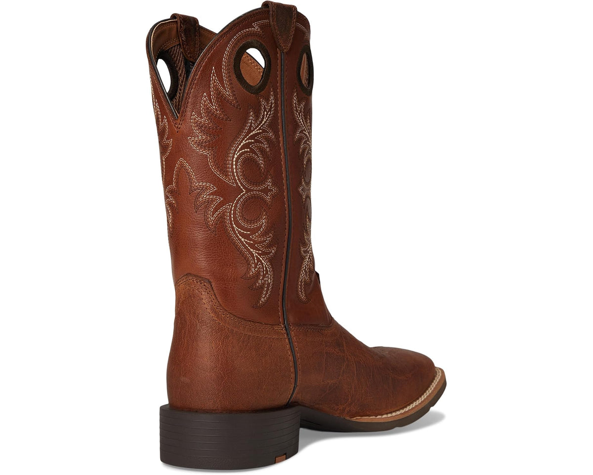 Men's Ariat Sport Rodeo Cowboy Boots Aged Tan Elephant Print - Eurostride