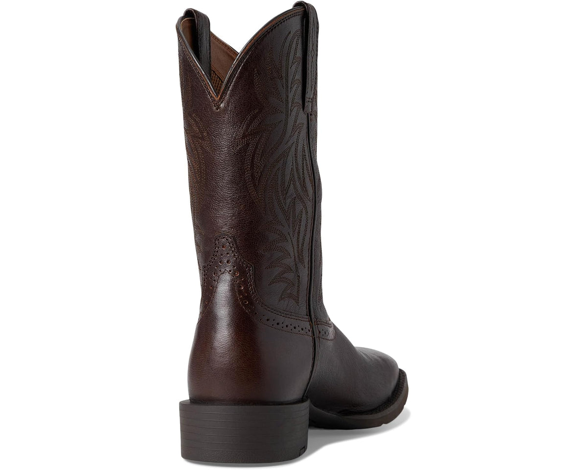 Men's Ariat Sport Wide Square Toe Cowboy Boots Burnished Chocolate - Eurostride