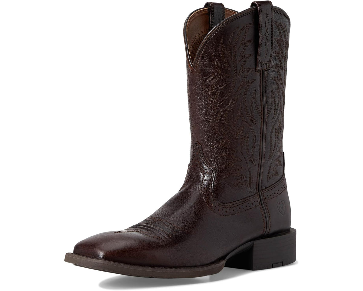 Men's Ariat Sport Wide Square Toe Cowboy Boots Burnished Chocolate - Eurostride
