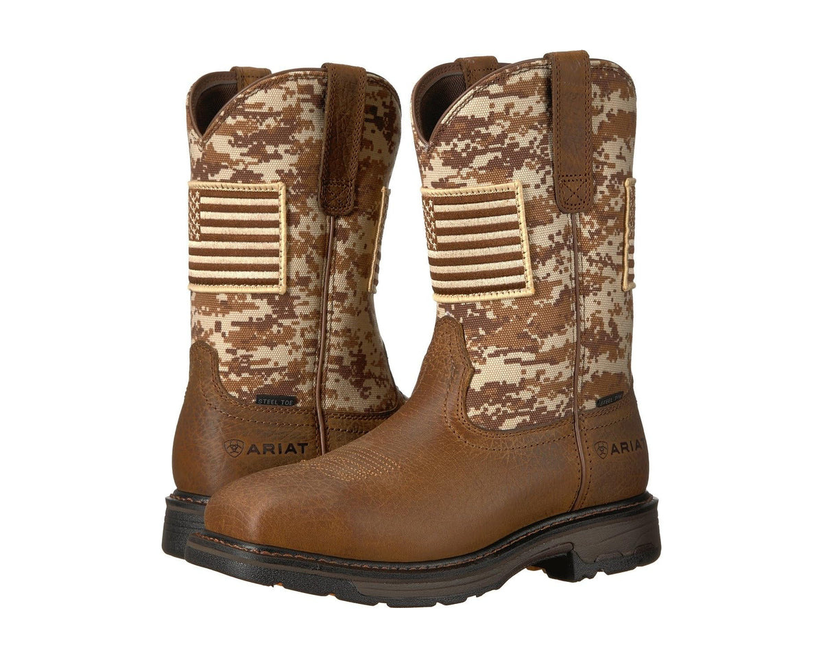 Men's Ariat Workhog Patriot Steel Toe Earth/Sand Camo Print - Eurostride