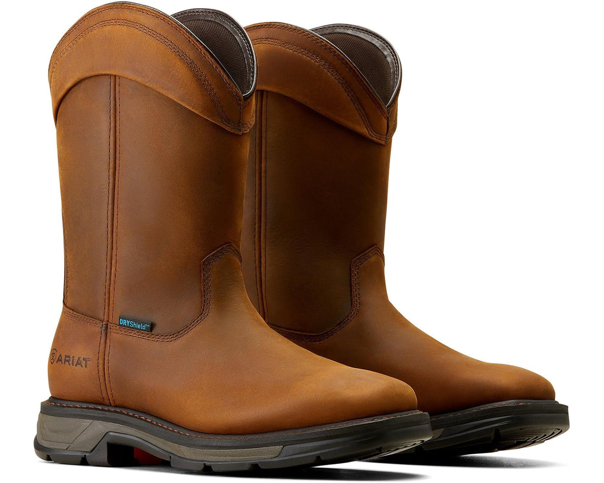 Men's Ariat WorkHog XT Wellington Waterproof Work Boot Distressed Brown - Eurostride