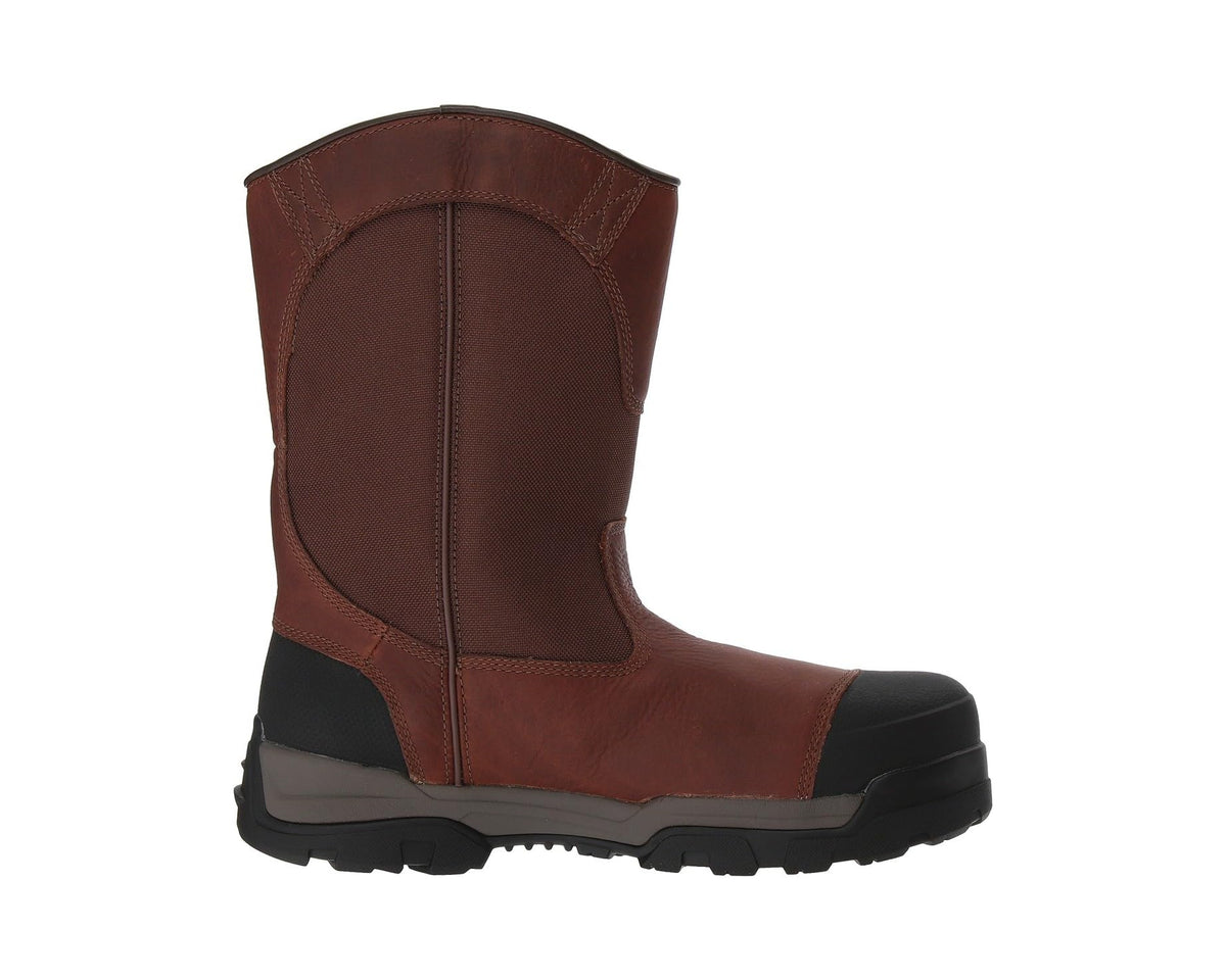 Men's Carhartt 10 Waterproof Comp Toe Pull-On Work Boots Brown Leather - Eurostride