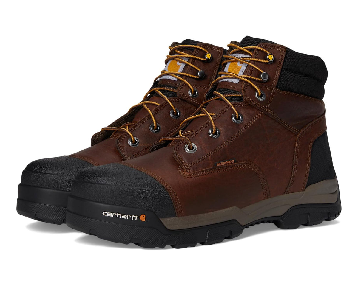 Men's Carhartt 6 Ground Force Waterproof Composite Toe Work Boots Brown Oil Tanned Leather - Eurostride