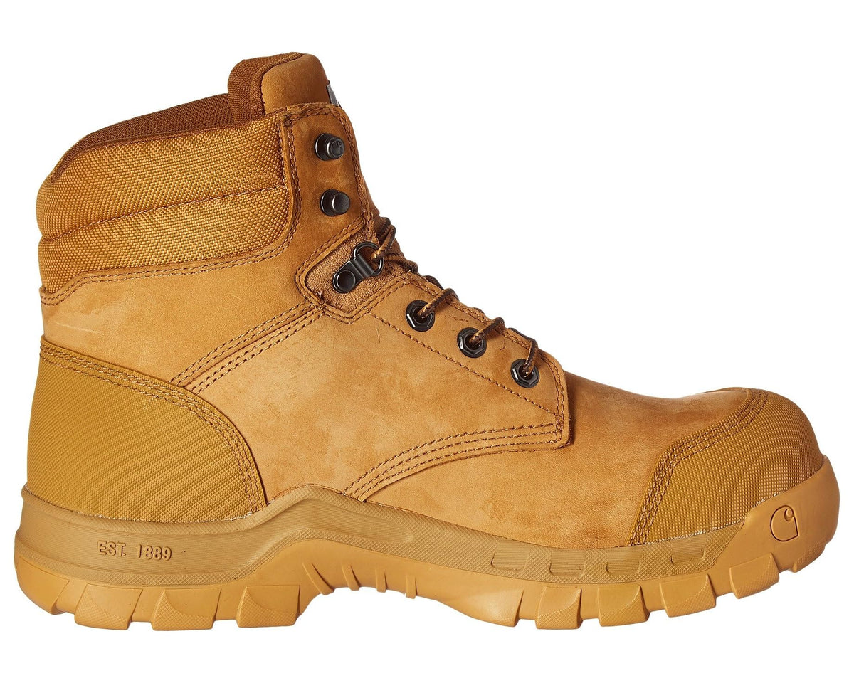 Men's Carhartt 6 Rugged Flex Waterproof Comp Toe Work Boots Wheat Oil Tanned Leather - Eurostride