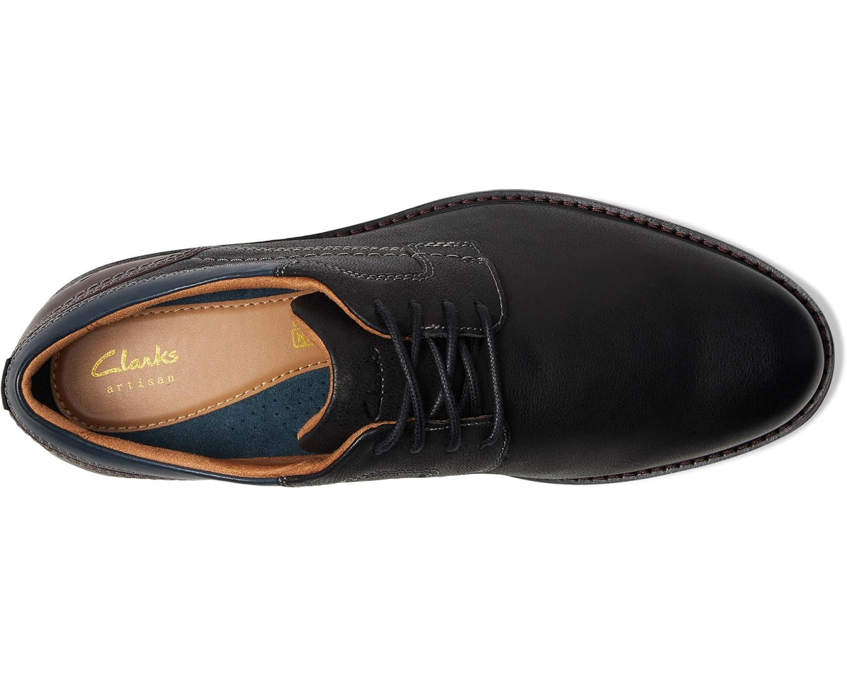 Men's Clarks Monahan Plain Black Leather - Eurostride