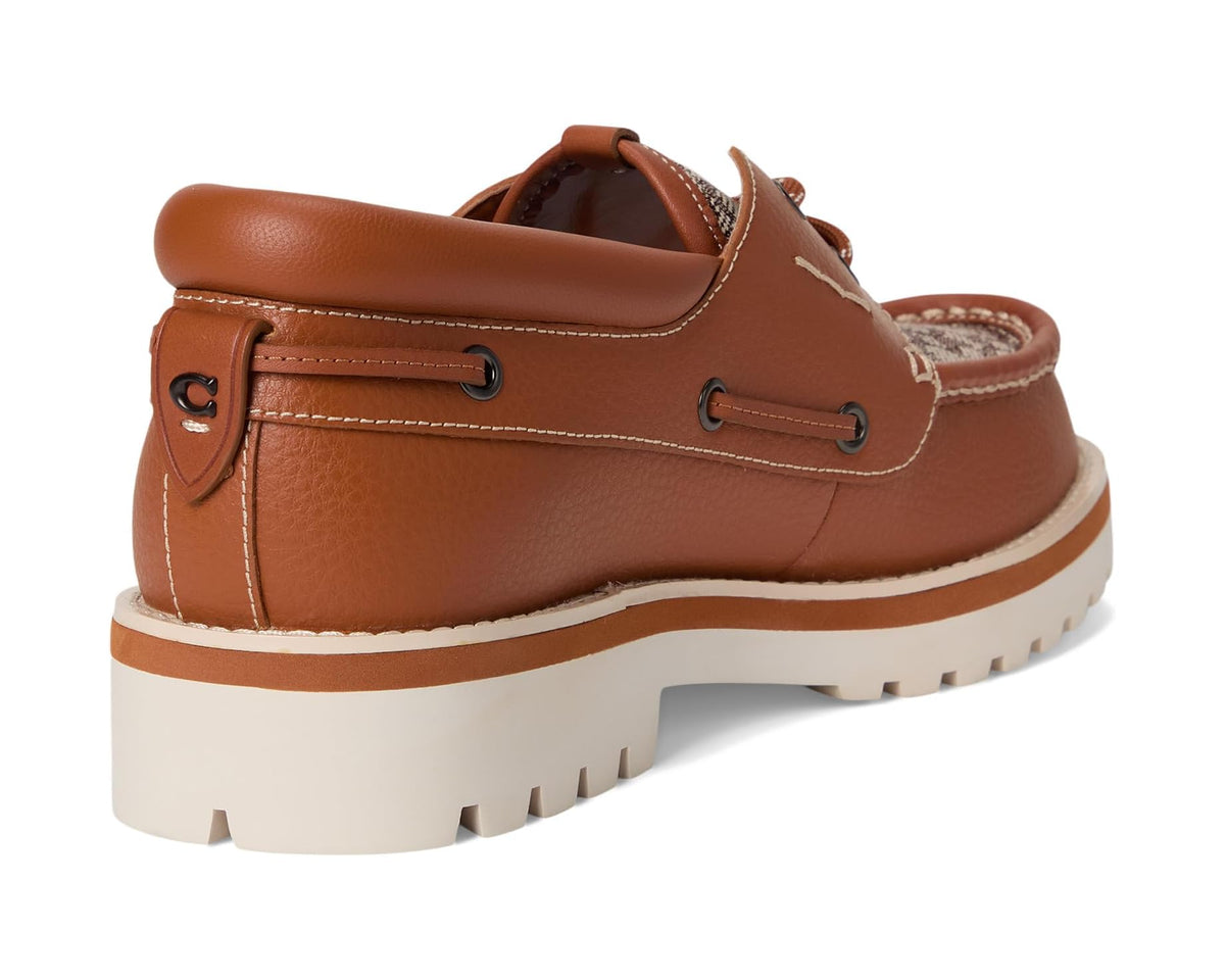 Men's COACH Benson Micro Signature Boat Shoe Burnished Amber - Eurostride