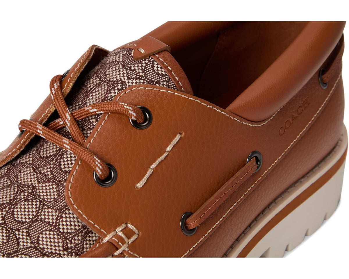 Men's COACH Benson Micro Signature Boat Shoe Burnished Amber - Eurostride
