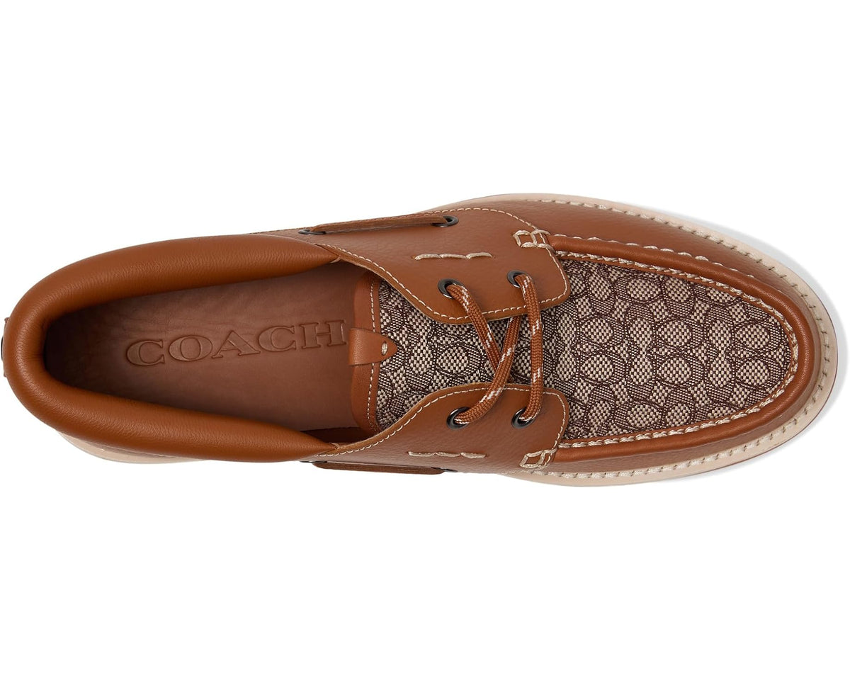 Men's COACH Benson Micro Signature Boat Shoe Burnished Amber - Eurostride