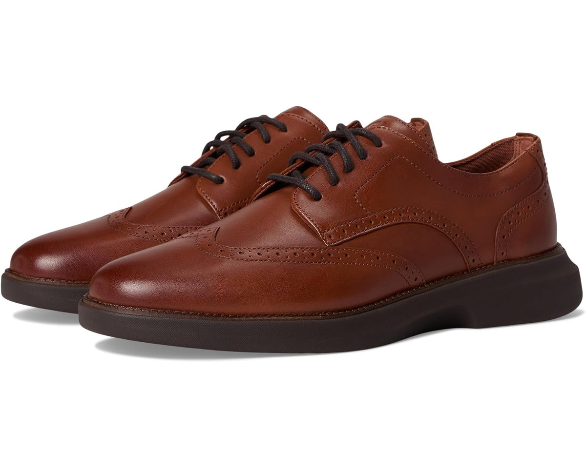 Men's Cole Haan Grand Shadowlite Wingtip Oxfords British Tan/Java - Eurostride
