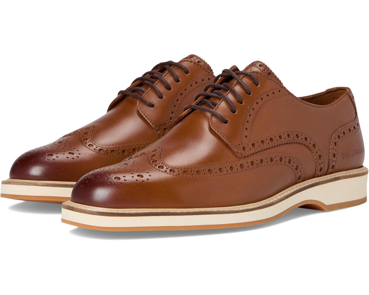 Men's Cole Haan Morse Grand Wingtip Oxfords British Tan/Ivory/Gum - Eurostride