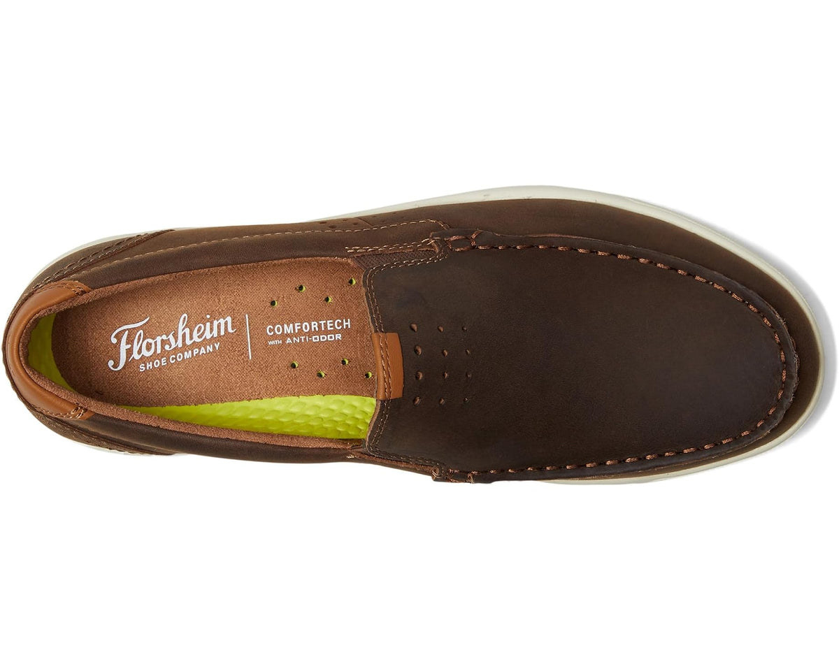 Men's Florsheim Crossover Moc Toe Slip-On Brown Pull Up - Eurostride