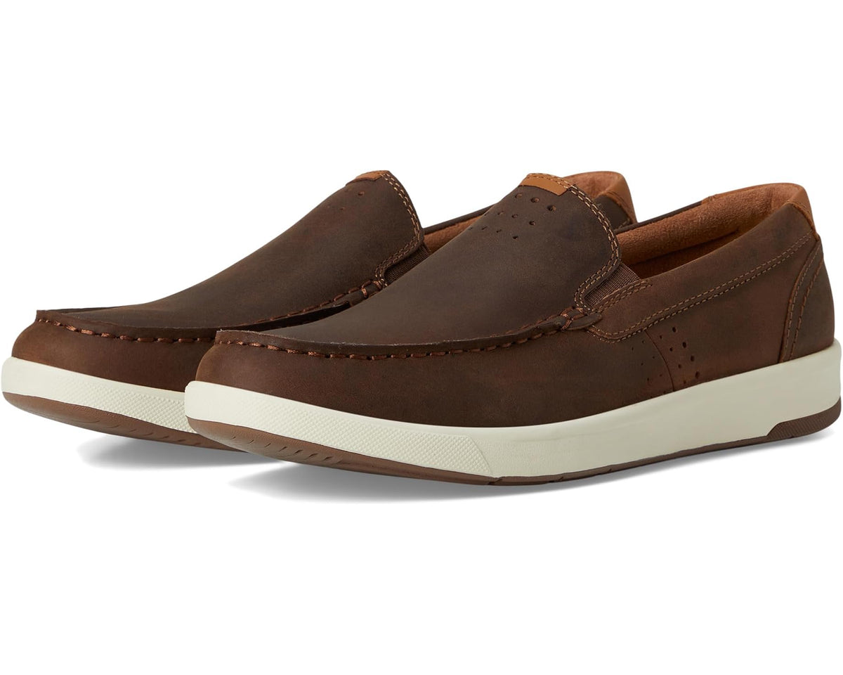 Men's Florsheim Crossover Moc Toe Slip-On Brown Pull Up - Eurostride
