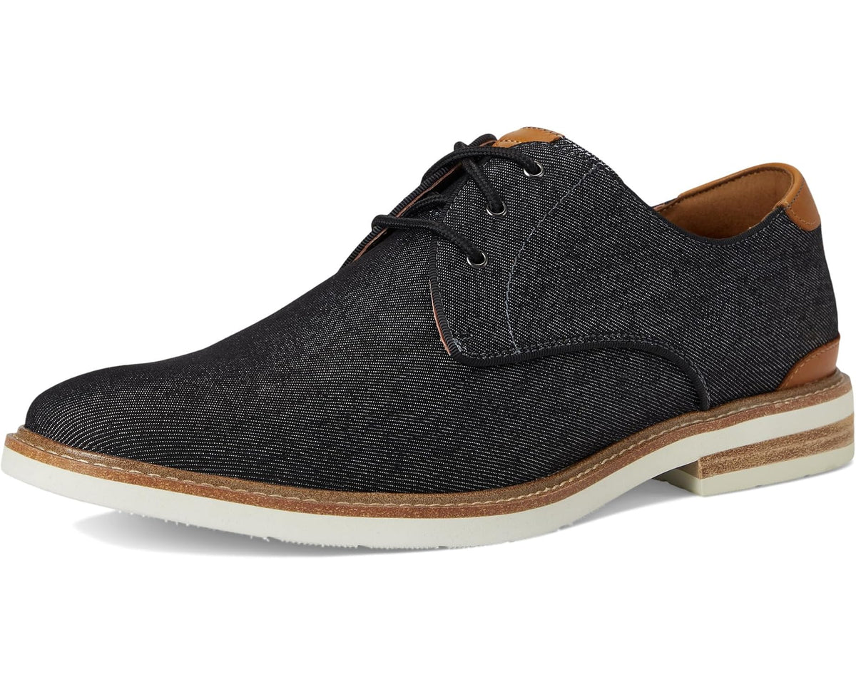 Men's Florsheim Highland Canvas Plain Toe Oxford Blalck Canvas/White Sole - Eurostride