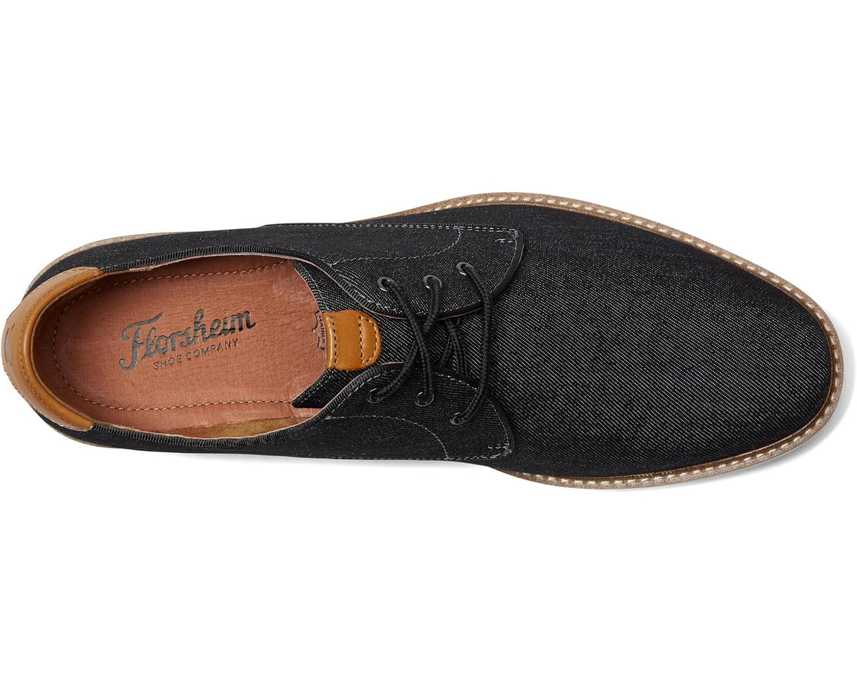 Men's Florsheim Highland Canvas Plain Toe Oxford Blalck Canvas/White Sole - Eurostride