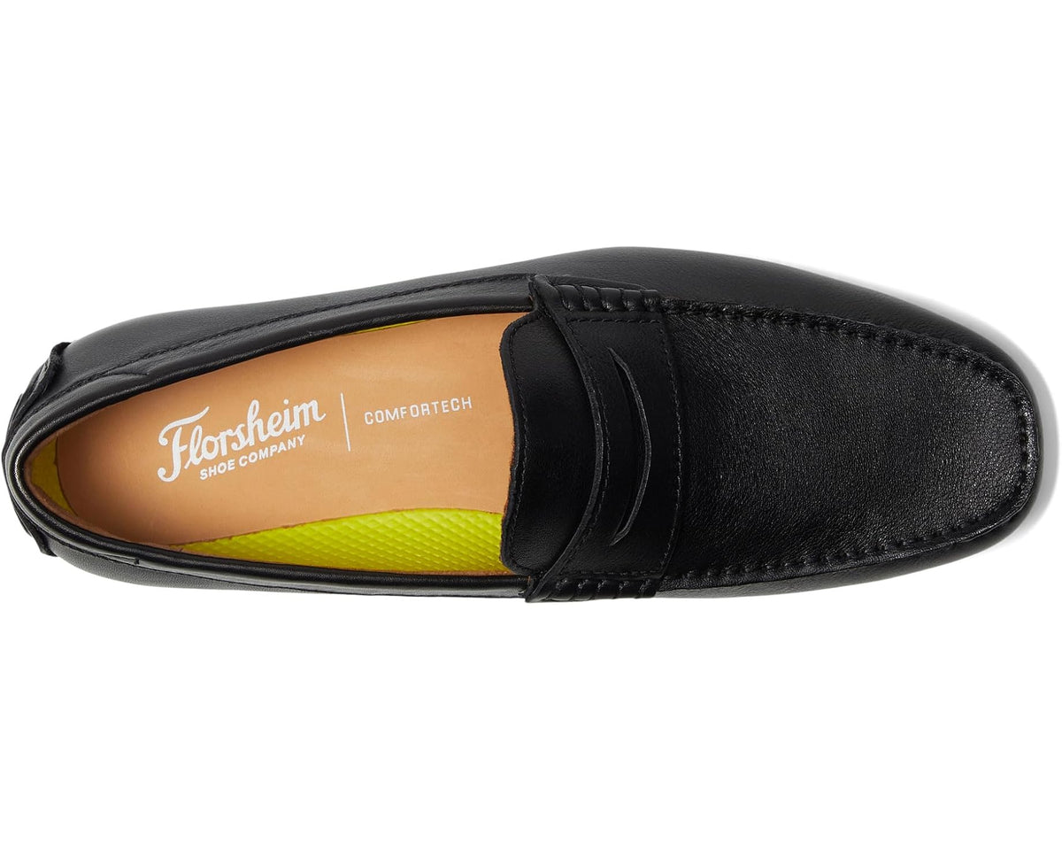Men's Florsheim Motor Smooth Moc Toe Penny Driver Black - Eurostride