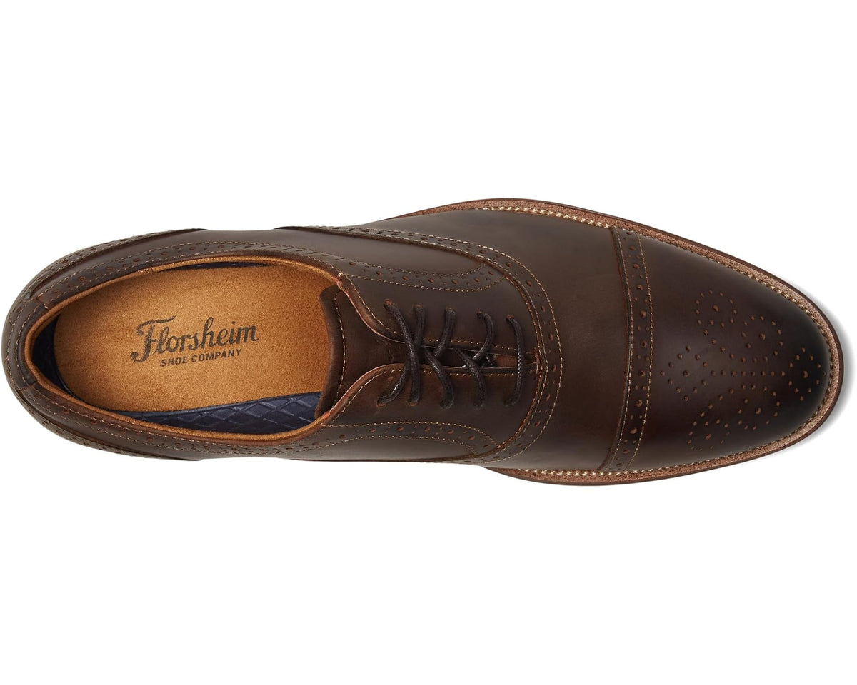 Men's Florsheim Rucci Cap Toe Bal Oxford Brown Crazy Horse - Eurostride