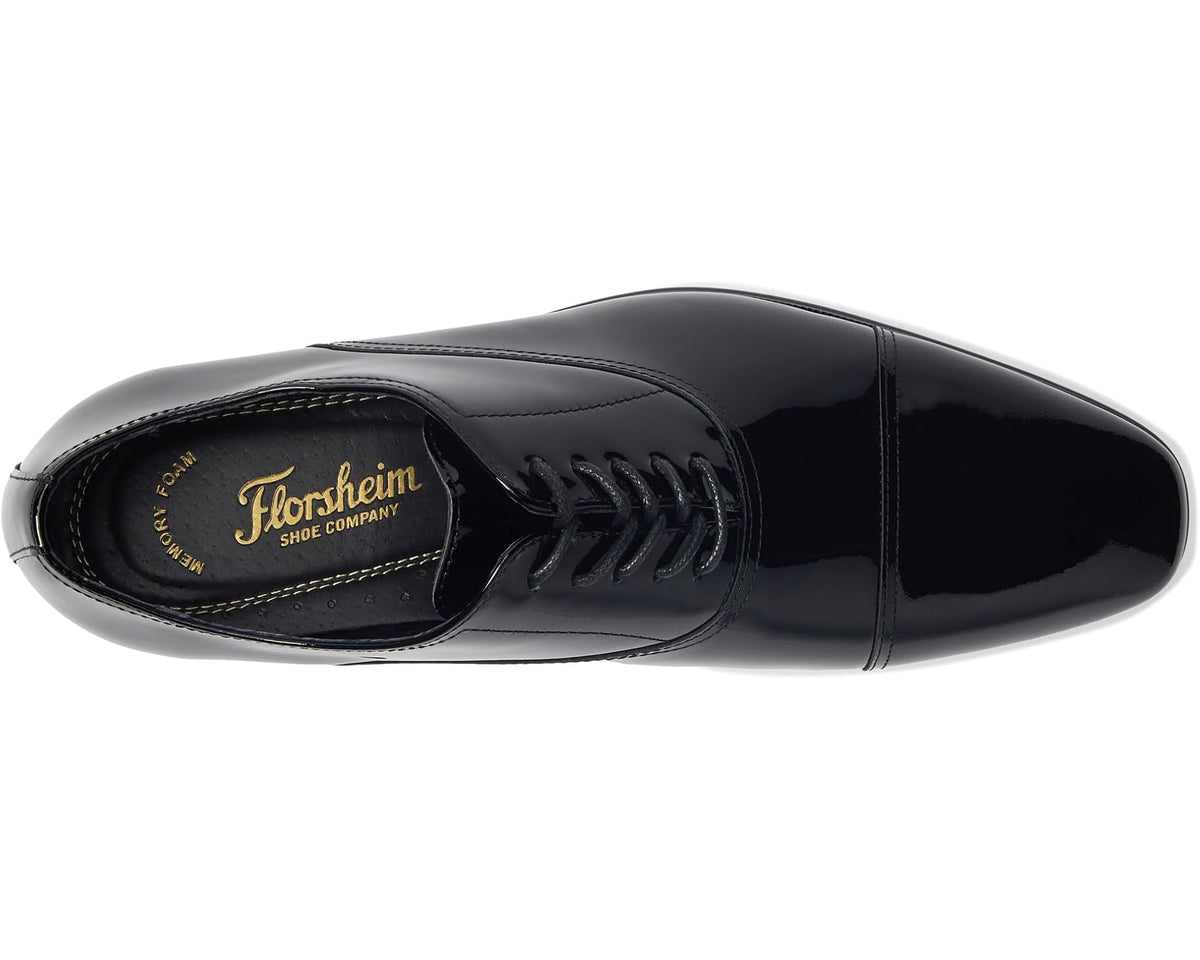 Men's Florsheim Tux Cap Toe Oxford Black Patent - Eurostride