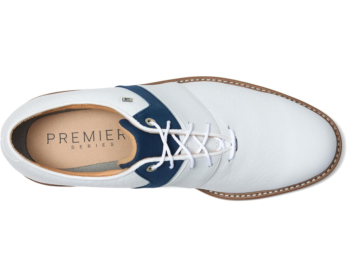 Men's FootJoy Premiere Series Bison Golf Shoes White/Navy/White - Eurostride