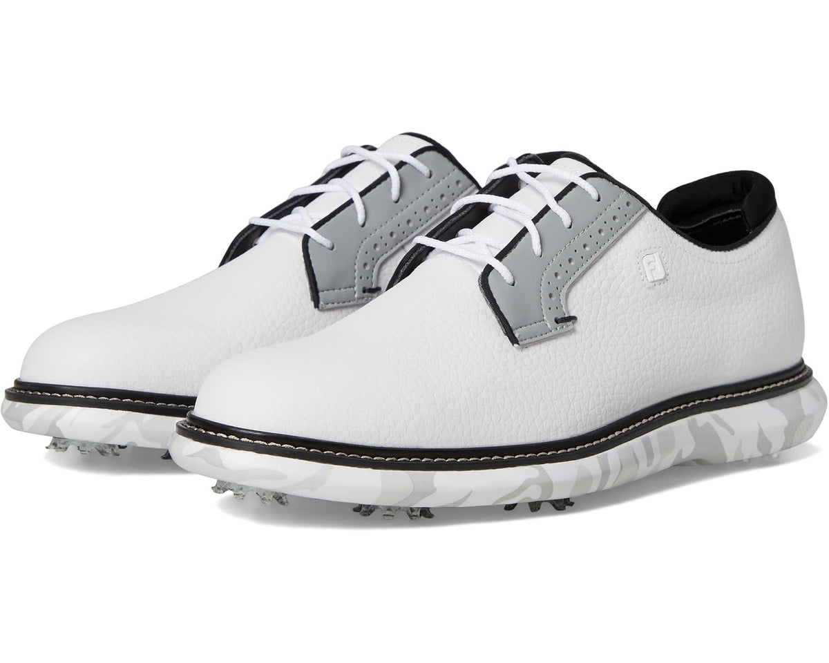 Men's FootJoy Traditions Blucher Golf Shoes White/Grey Camo - Eurostride