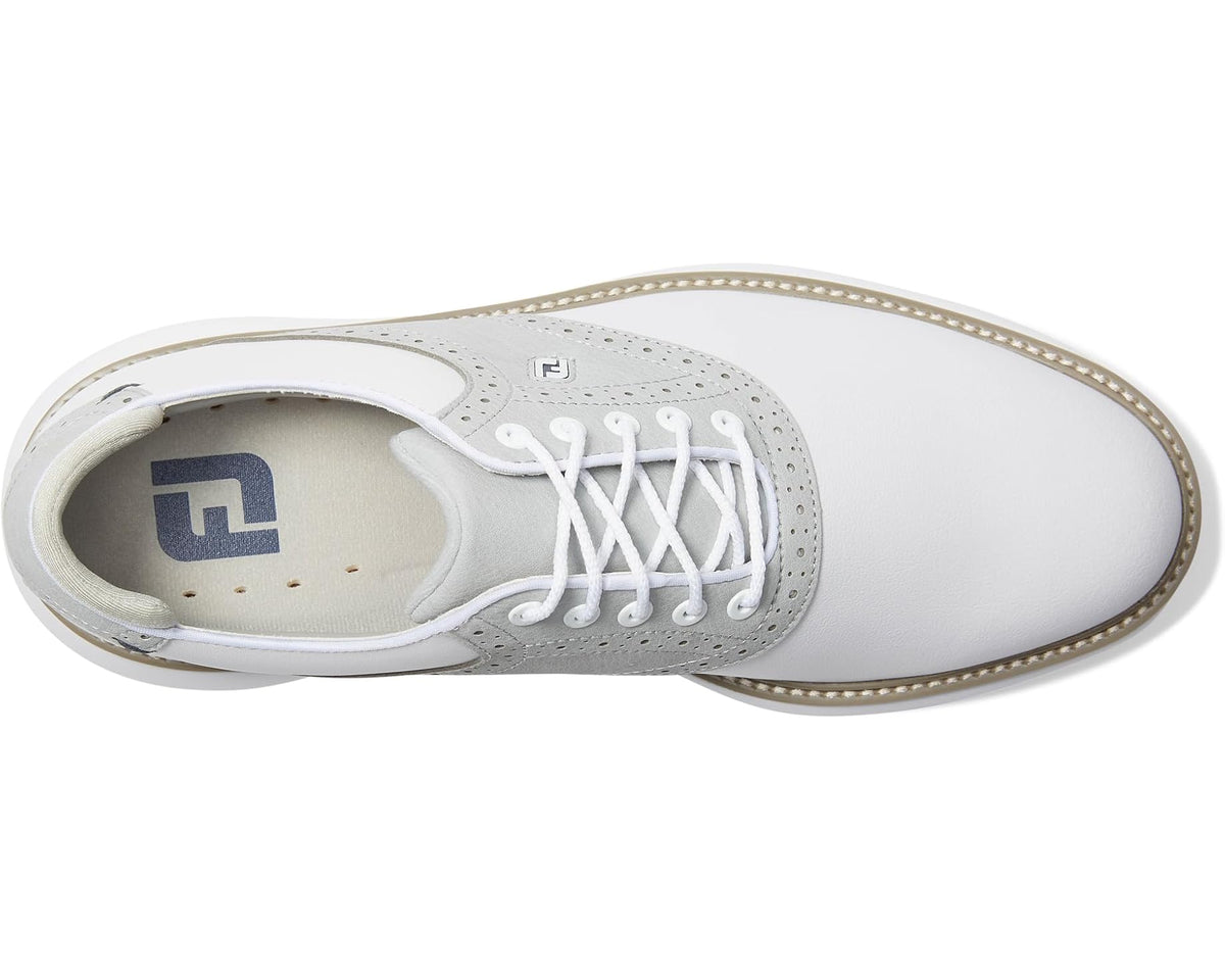 Men's FootJoy Traditions Golf Shoes- Previous Season White/Grey/White - Eurostride