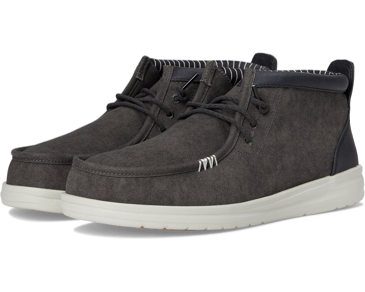 Men's Hey Dude Wally Mid Gripr Vin Classic Black Oyster/Black - Eurostride