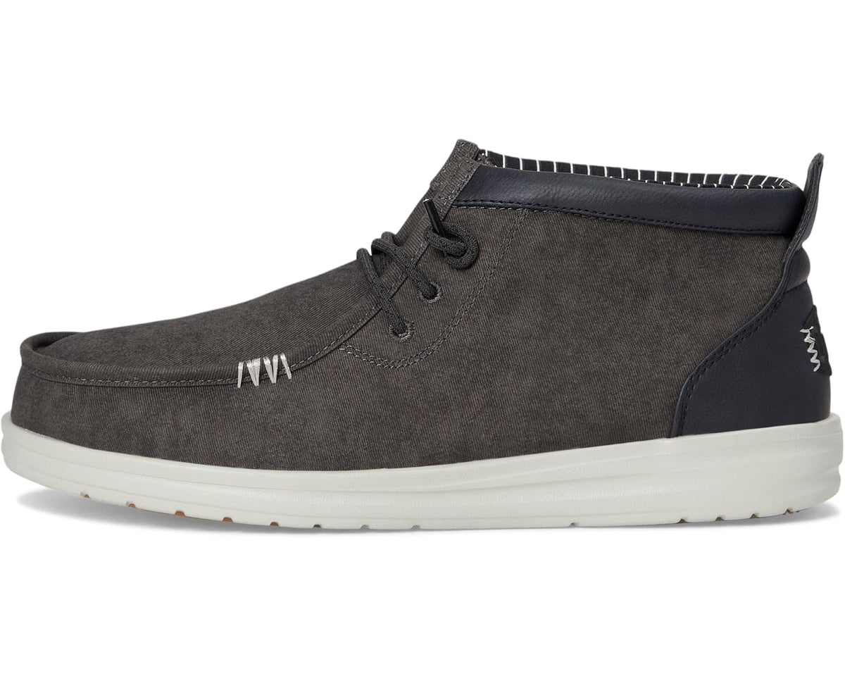 Men's Hey Dude Wally Mid Gripr Vin Classic Black Oyster/Black - Eurostride