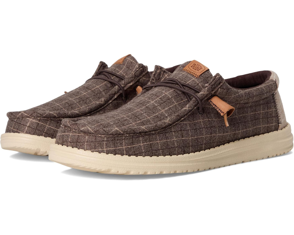 Men's Hey Dude Wally Plaid Corduroy Mole Brown/Multi - Eurostride