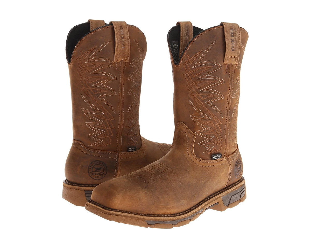 Men's Irish Setter Marshall 11 Waterproof Steel-Toe Pull-On Brown Leather - Eurostride