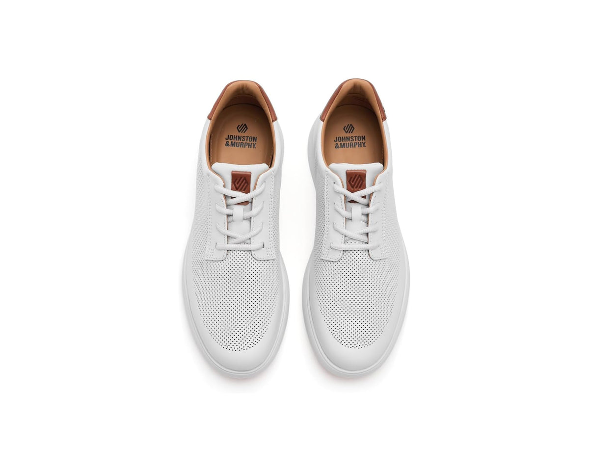 Men's Johnston & Murphy Ackerson Perfed Plain Toe White Full Grain - Eurostride
