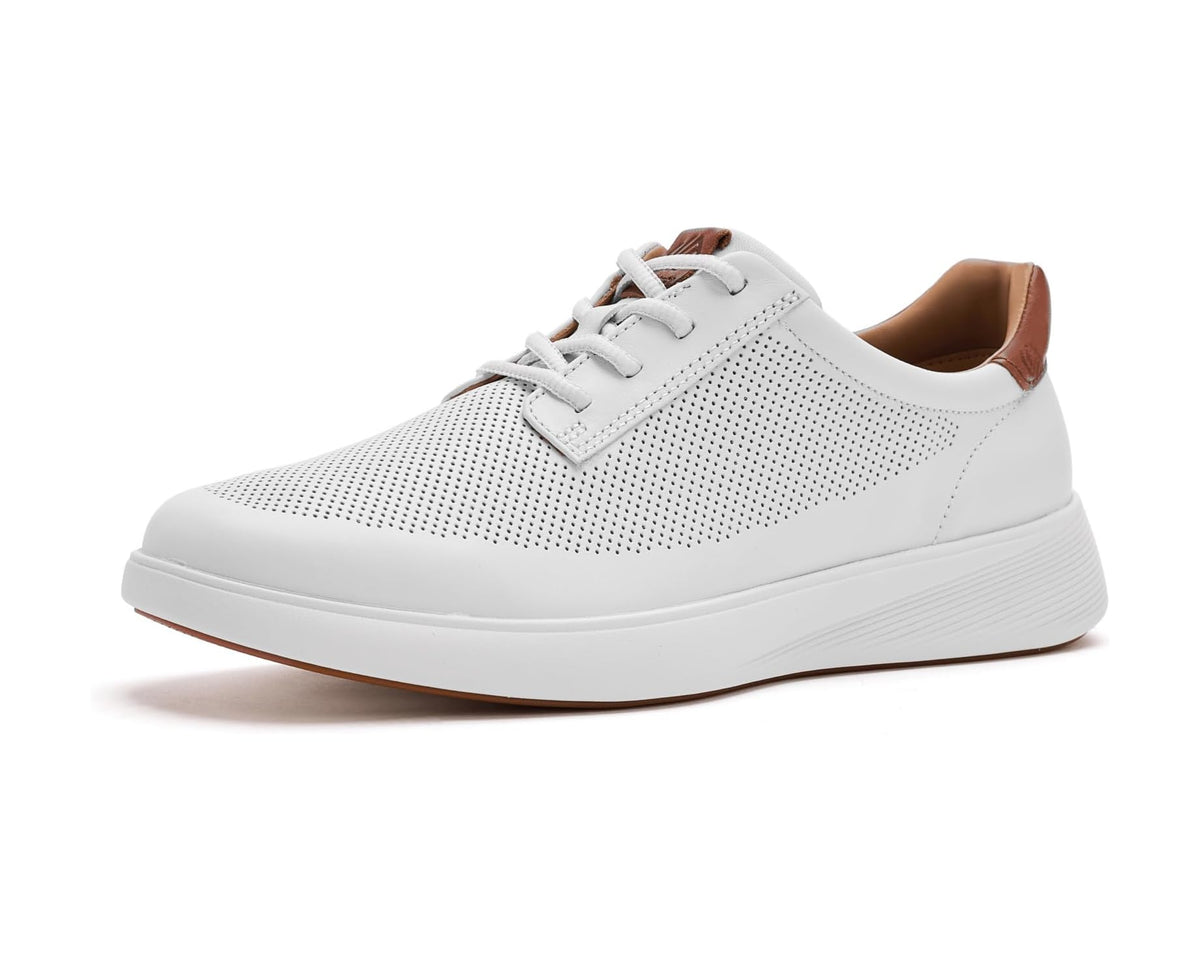 Men's Johnston & Murphy Ackerson Perfed Plain Toe White Full Grain - Eurostride