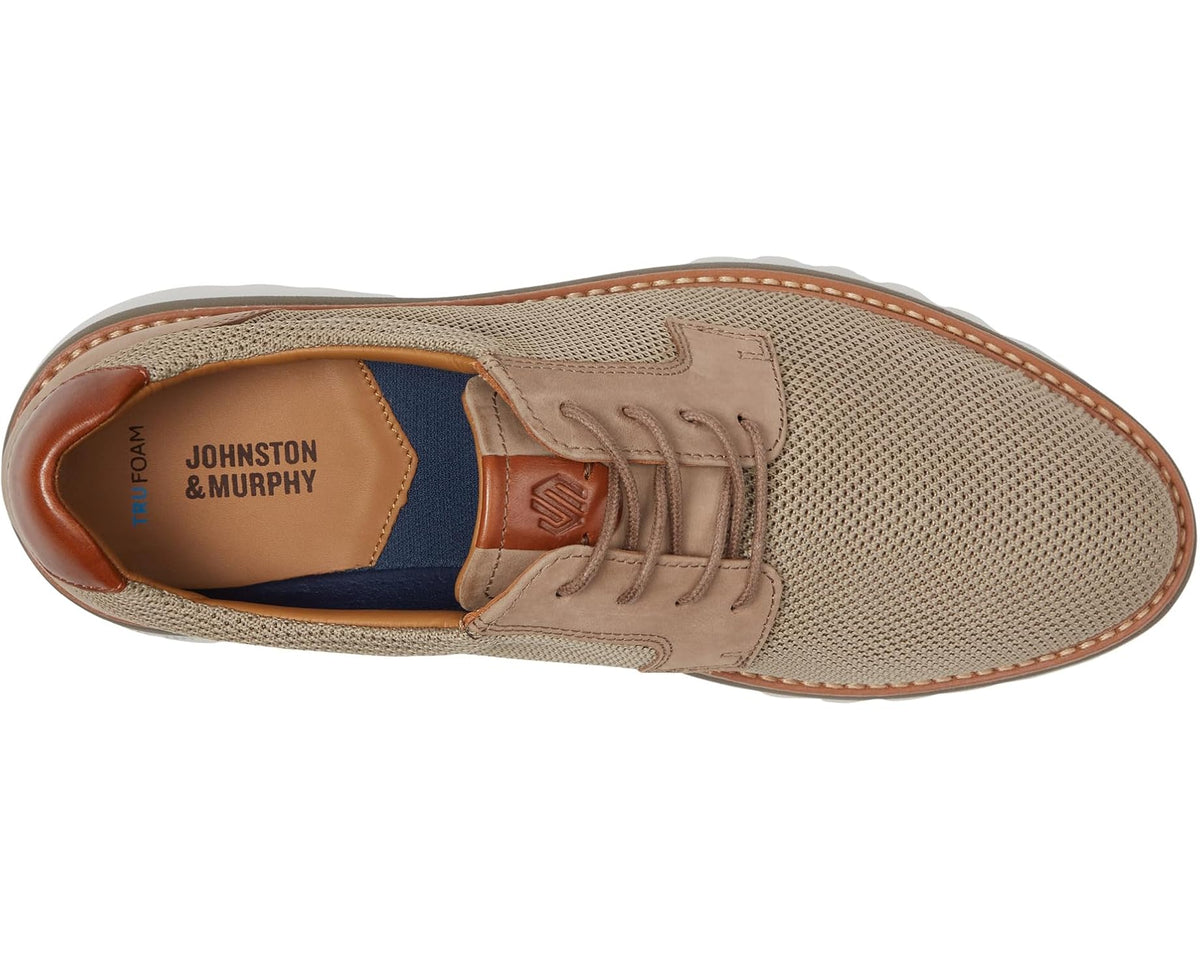 Men's Johnston & Murphy Braydon Knit Plain Toe Taupe Knit - Eurostride