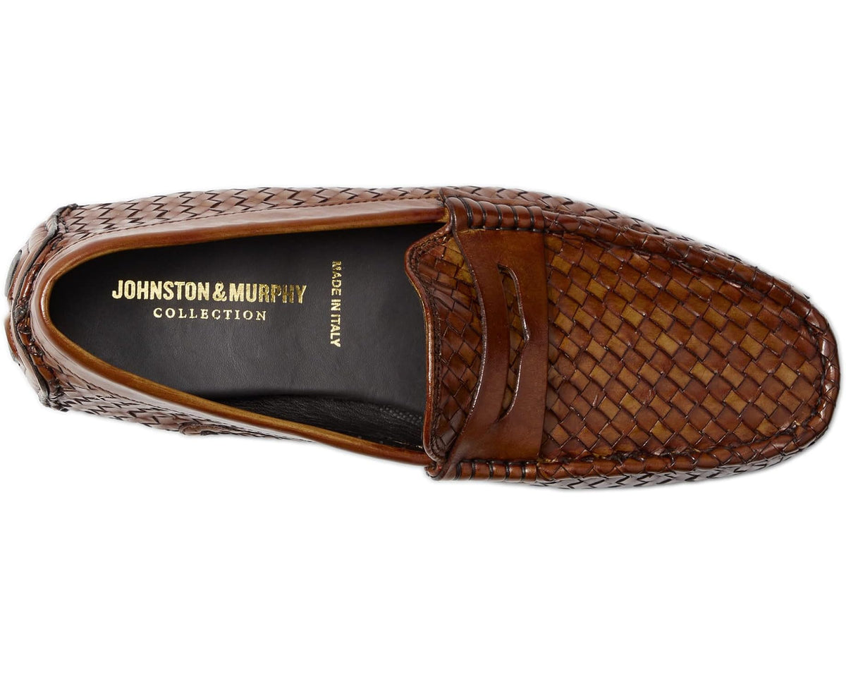 Men's Johnston & Murphy Collection Dayton Woven Penny Brown Italian Calfskin - Eurostride