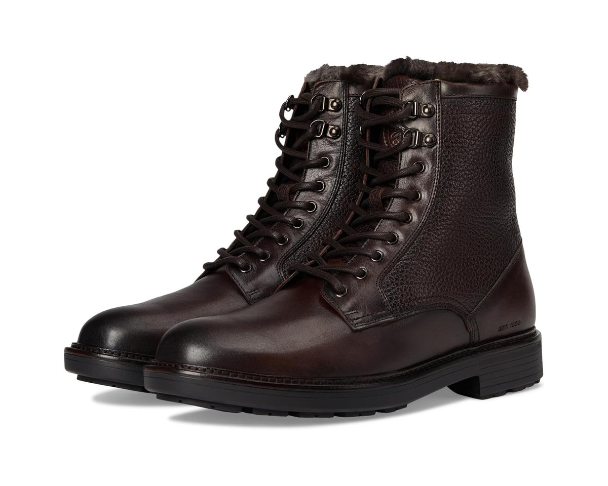 Men's Johnston & Murphy Collection Latham Plain Toe Shearling Boots Dark Brown European Calfskin/Shearling - Eurostride